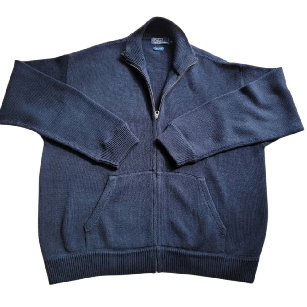Polo by Ralph Lauren Men's Dark Blue 100% Cotton Zip-Up Sweater Size XL
